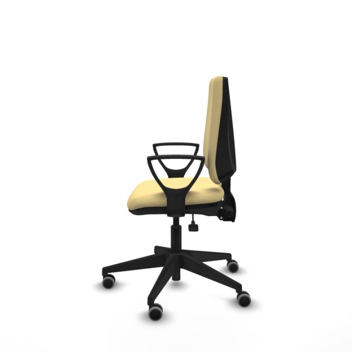 Elche AS similpiel crema brazos fijos base piramidal ruedas engomadas 65mm