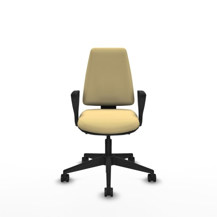 Elche AS similpiel crema brazos fijos base piramidal ruedas nailon 65mm