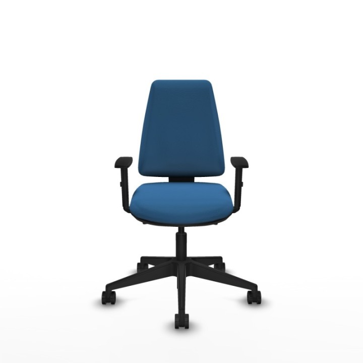 Elche AS similpiel azul claro brazos 1D base piramidal ruedas nailon 65mm