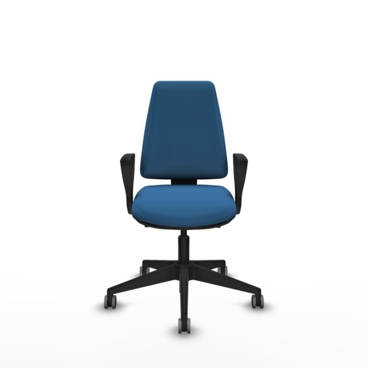 Elche AS similpiel azul claro brazos fijos base piramidal ruedas engomadas 65mm