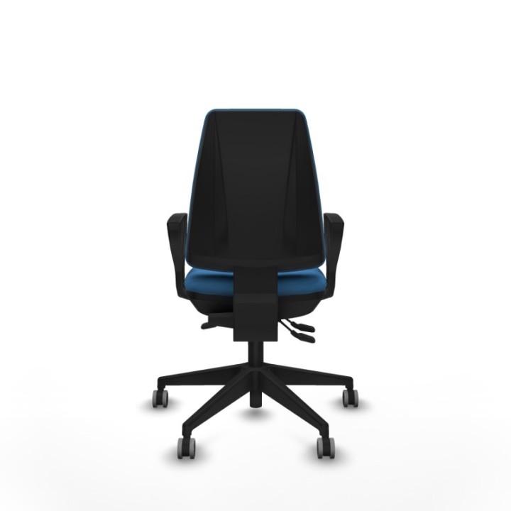 Elche AS similpiel azul claro brazos fijos base piramidal ruedas engomadas 65mm