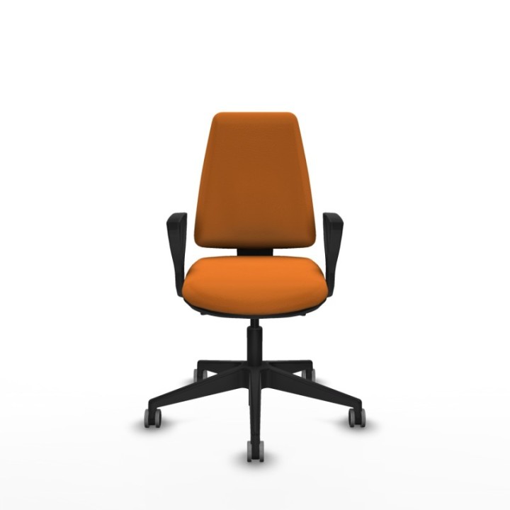 Elche AS similpiel naranja brazos fijos base piramidal ruedas engomadas 65mm