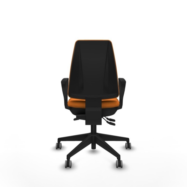 Elche AS similpiel naranja brazos fijos base piramidal ruedas engomadas 65mm