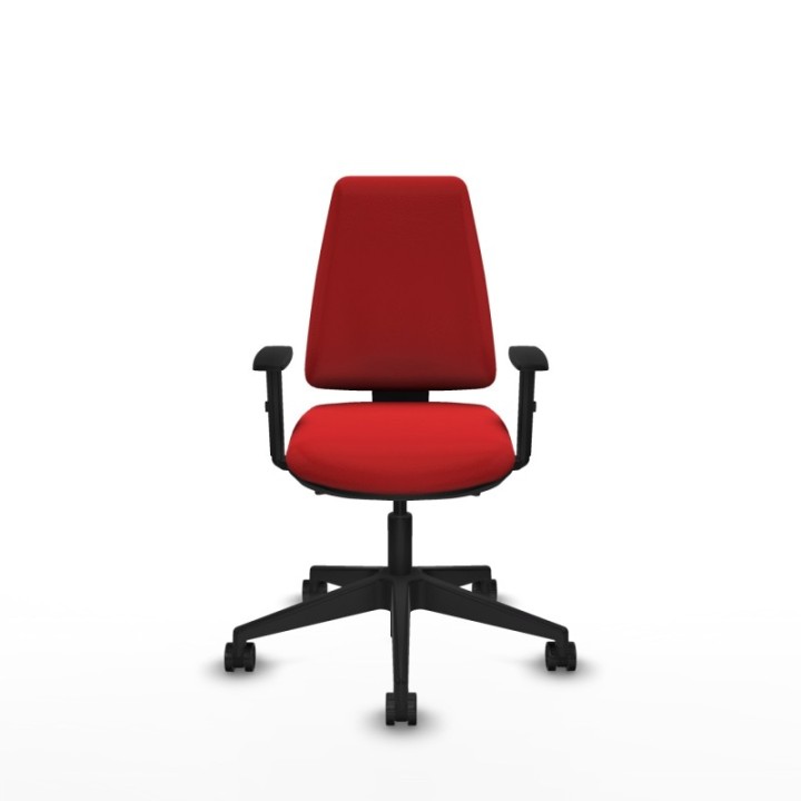 Elche AS similpiel rojo brazos 1D base piramidal ruedas nailon 65mm