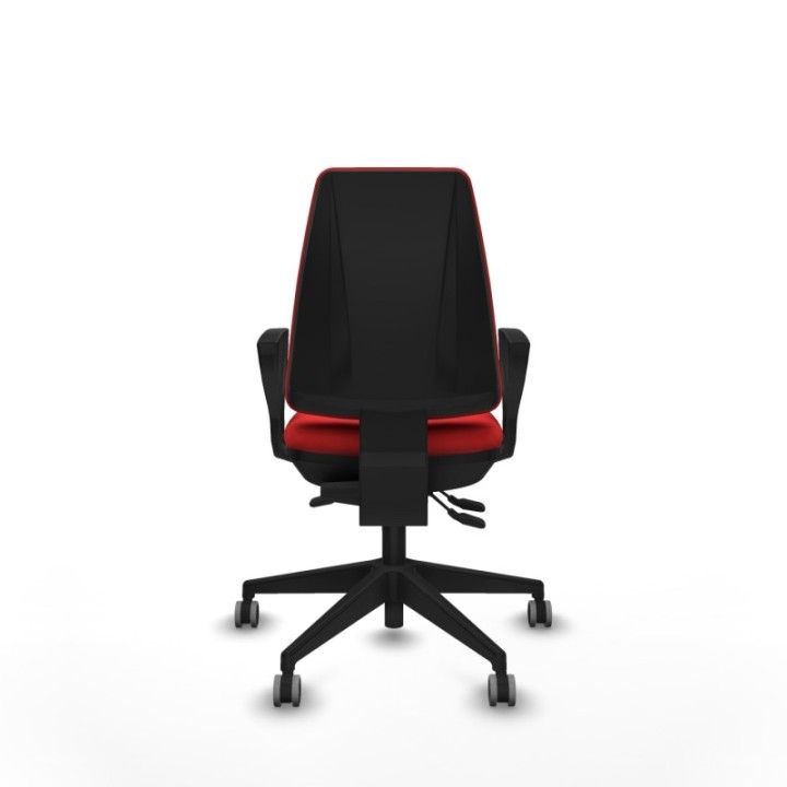 Elche AS similpiel rojo brazos fijos base piramidal ruedas engomadas 65mm