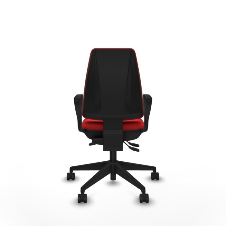 Elche AS similpiel rojo brazos fijos base piramidal ruedas nailon 65mm