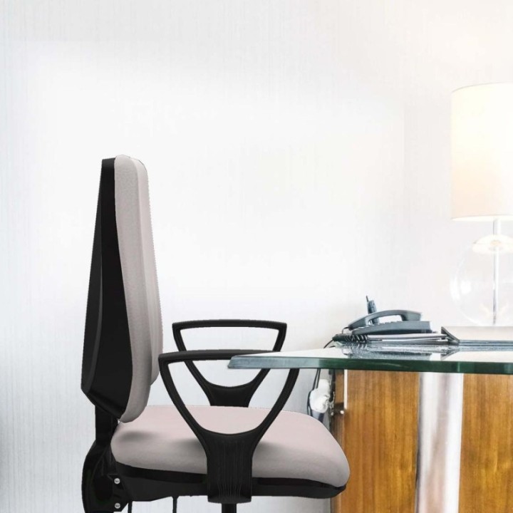 Elche AS similpiel rojo brazos fijos base piramidal ruedas nailon 65mm