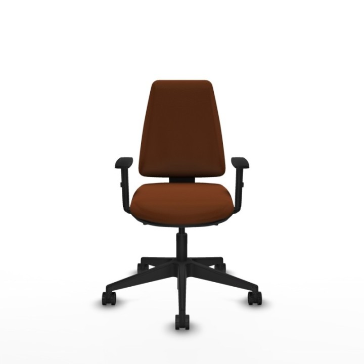 Elche AS similpiel marrón brazos 1D base piramidal ruedas nailon 65mm