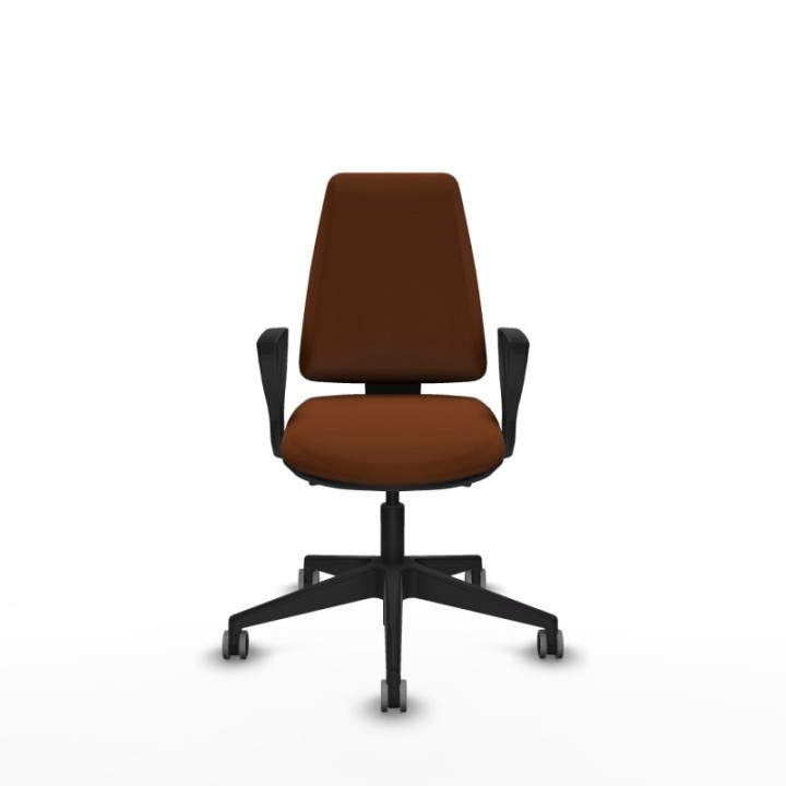 Elche AS similpiel marrón brazos fijos base piramidal ruedas engomadas 65mm