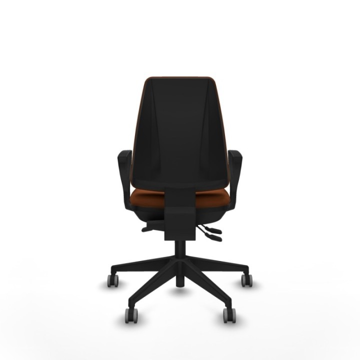 Elche AS similpiel marrón brazos fijos base piramidal ruedas engomadas 65mm