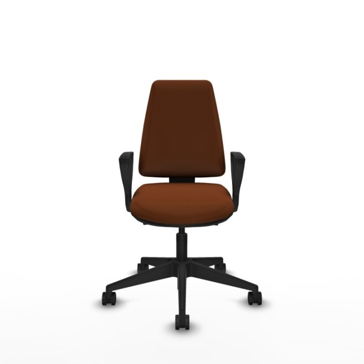 Elche AS similpiel marrón brazos fijos base piramidal ruedas nailon 65mm