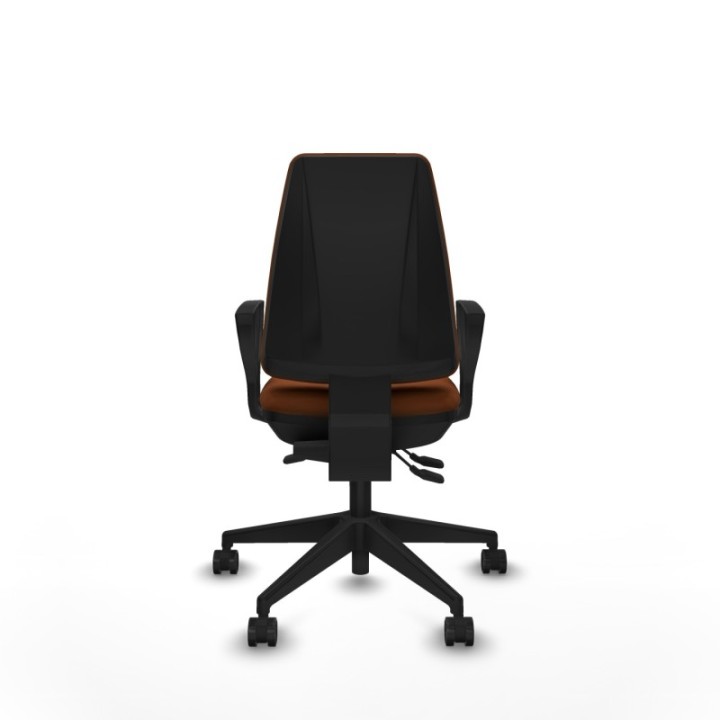 Elche AS similpiel marrón brazos fijos base piramidal ruedas nailon 65mm