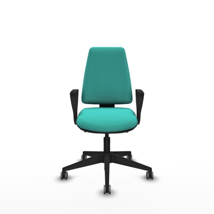 Elche AS similpiel turquesa brazos fijos base piramidal ruedas engomadas 65mm