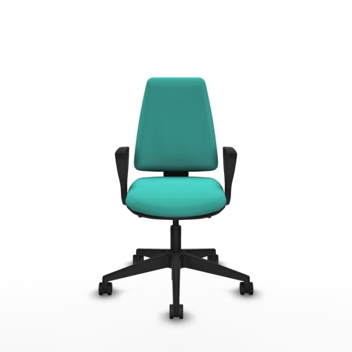 Elche AS similpiel turquesa brazos fijos base piramidal ruedas nailon 65mm