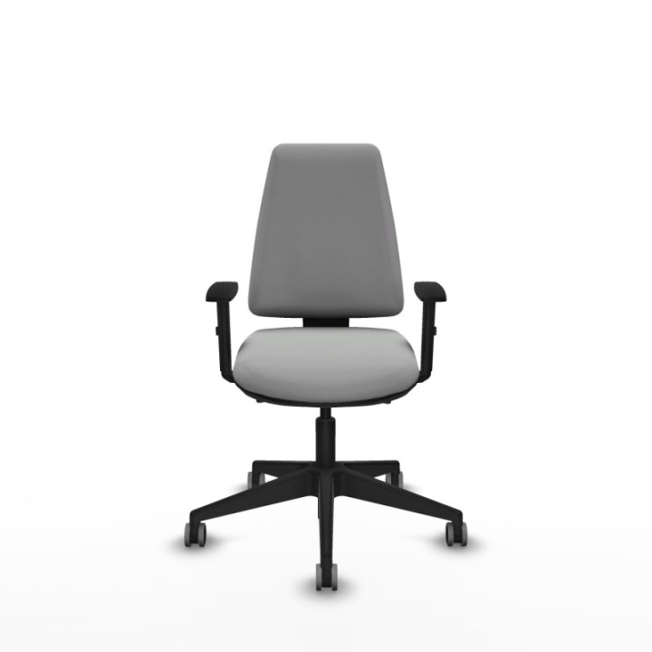 Elche AS similpiel gris claro brazos 1D base piramidal ruedas engomadas 65mm