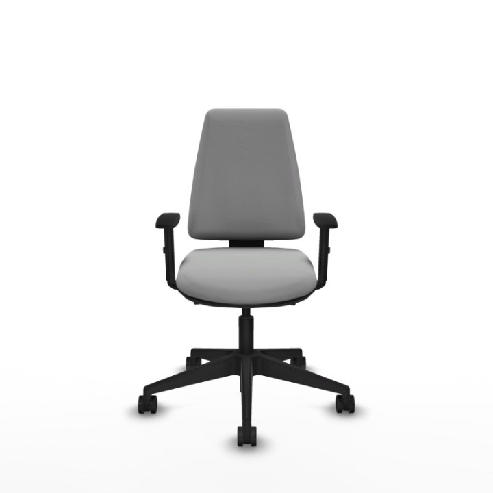 Elche AS similpiel gris claro brazos 1D base piramidal ruedas nailon 65mm