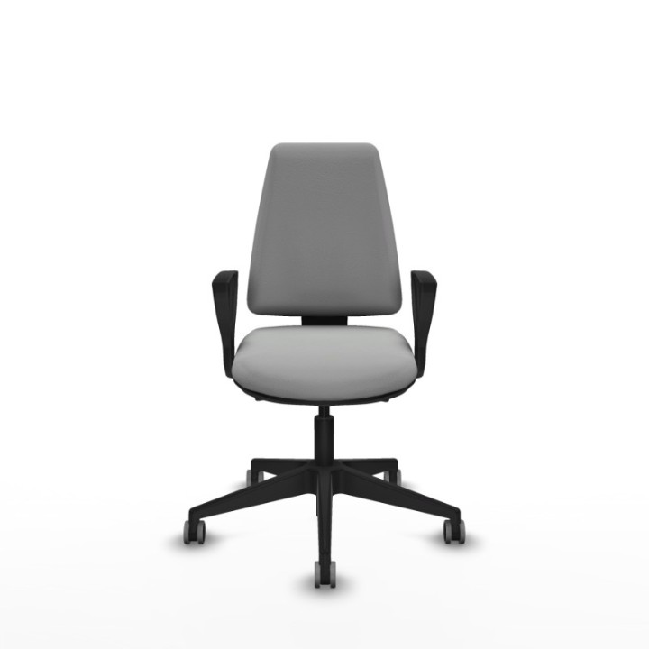 Elche AS similpiel gris claro brazos fijos base piramidal ruedas engomadas 65mm