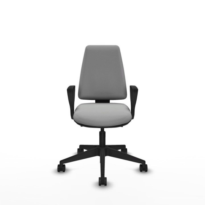 Elche AS similpiel gris claro brazos fijos base piramidal ruedas nailon 65mm