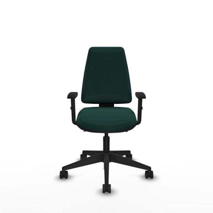 Elche AS similpiel verde botella brazos 1D base piramidal ruedas nailon 65mm