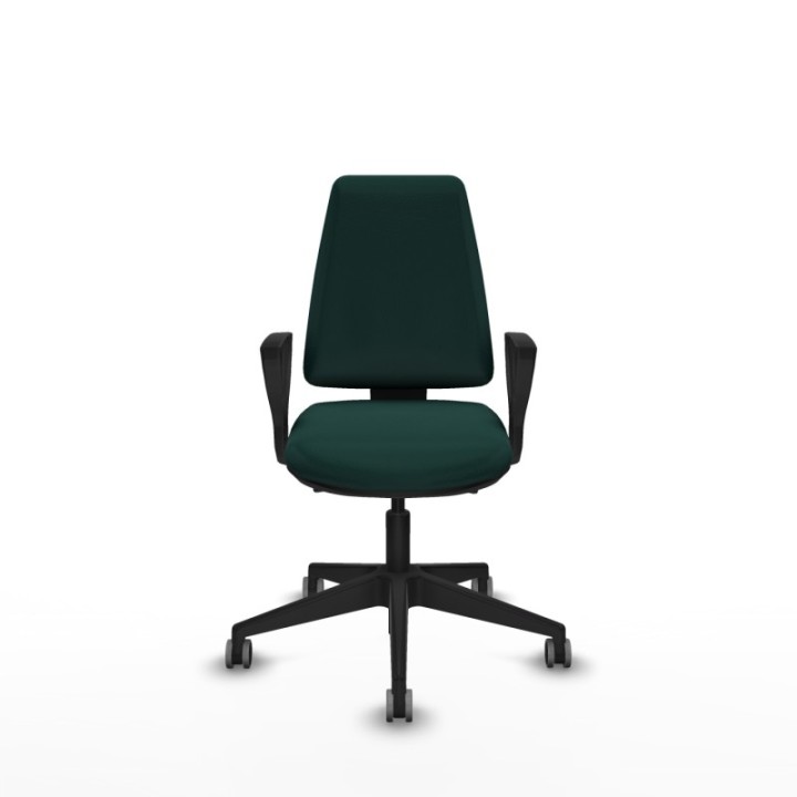 Elche AS similpiel verde botella brazos fijos base piramidal ruedas engomadas 65mm