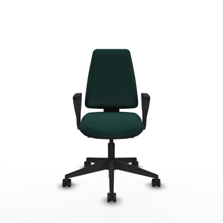 Elche AS similpiel verde botella brazos fijos base piramidal ruedas nailon 65mm