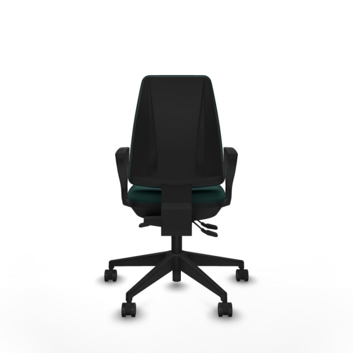 Elche AS similpiel verde botella brazos fijos base piramidal ruedas nailon 65mm