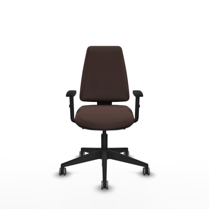 Elche AS similpiel marrón oscuro brazos 1D base piramidal ruedas engomadas 65mm