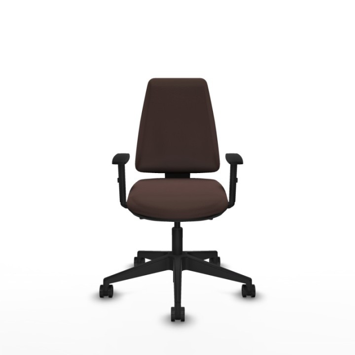 Elche AS similpiel marrón oscuro brazos 1D base piramidal ruedas nailon 65mm