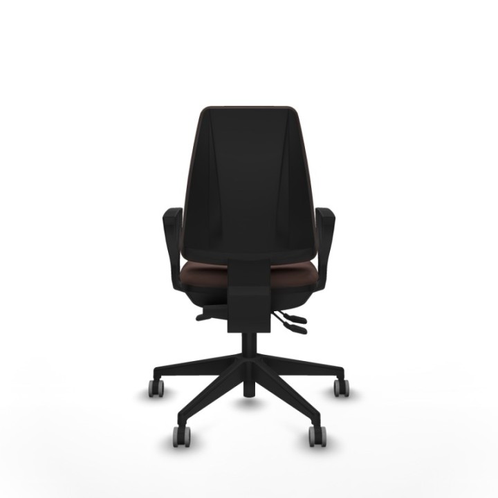 Elche AS similpiel marrón oscuro brazos fijos base piramidal ruedas engomadas 65mm