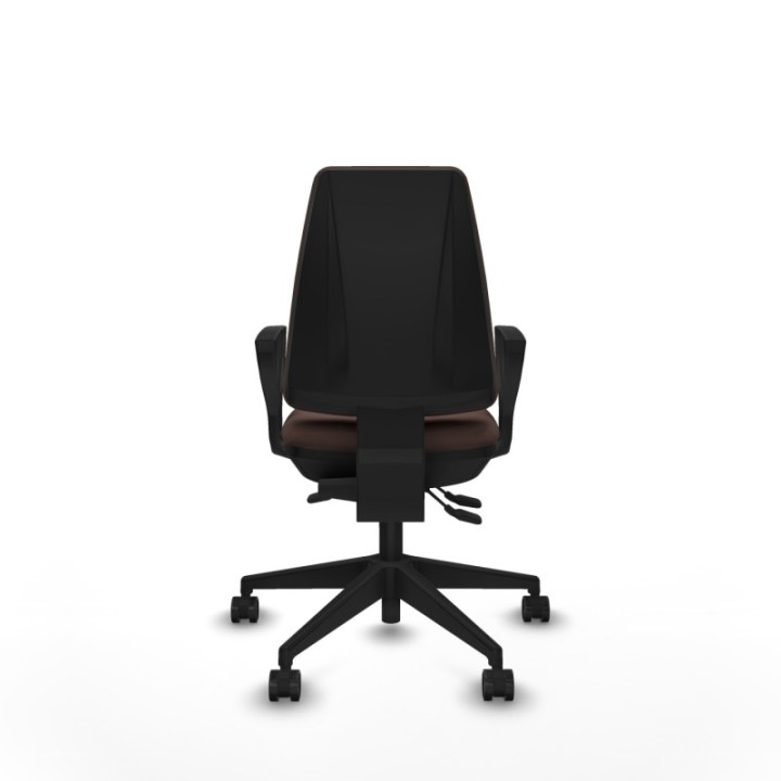 Elche AS similpiel marrón oscuro brazos fijos base piramidal ruedas nailon 65mm