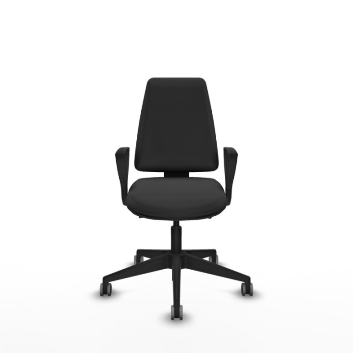 Elche AS similpiel gris oscuro brazos fijos base piramidal ruedas engomadas 65mm