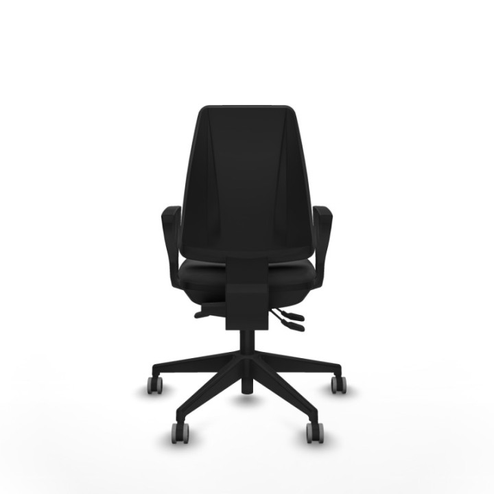 Elche AS similpiel gris oscuro brazos fijos base piramidal ruedas engomadas 65mm