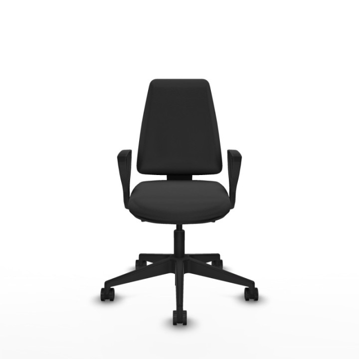 Elche AS similpiel gris oscuro brazos fijos base piramidal ruedas nailon 65mm