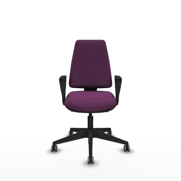 Elche AS similpiel morado brazos fijos base piramidal ruedas engomadas 65mm