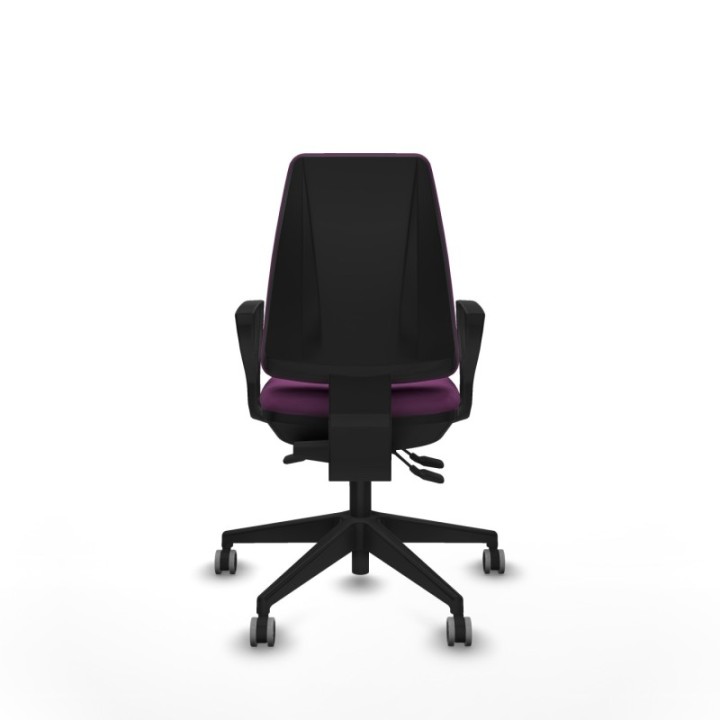 Elche AS similpiel morado brazos fijos base piramidal ruedas engomadas 65mm