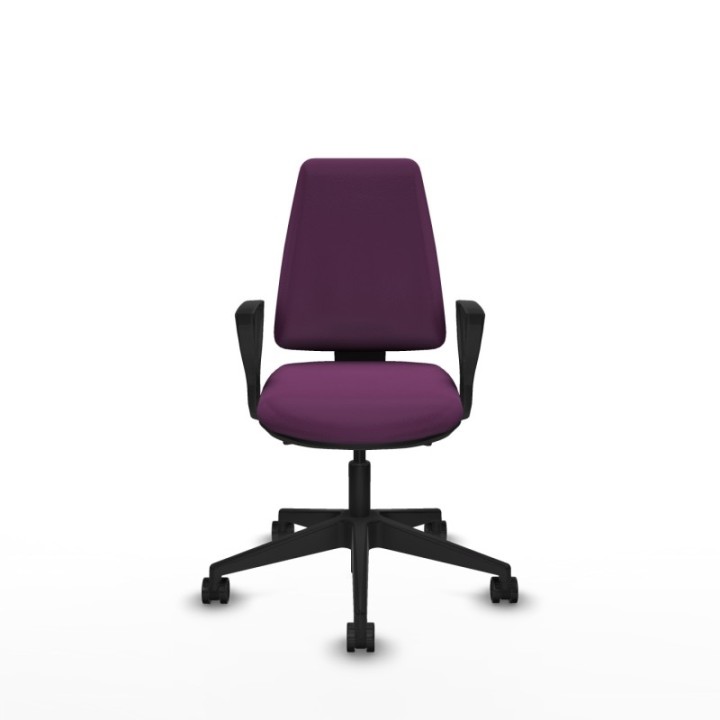 Elche AS similpiel morado brazos fijos base piramidal ruedas nailon 65mm