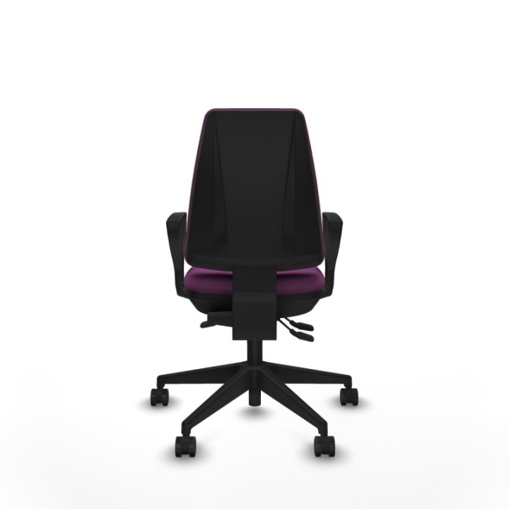 Elche AS similpiel morado brazos fijos base piramidal ruedas nailon 65mm