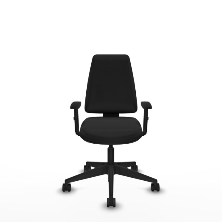 Elche AS similpiel negro brazos 1D base piramidal ruedas nailon 65mm