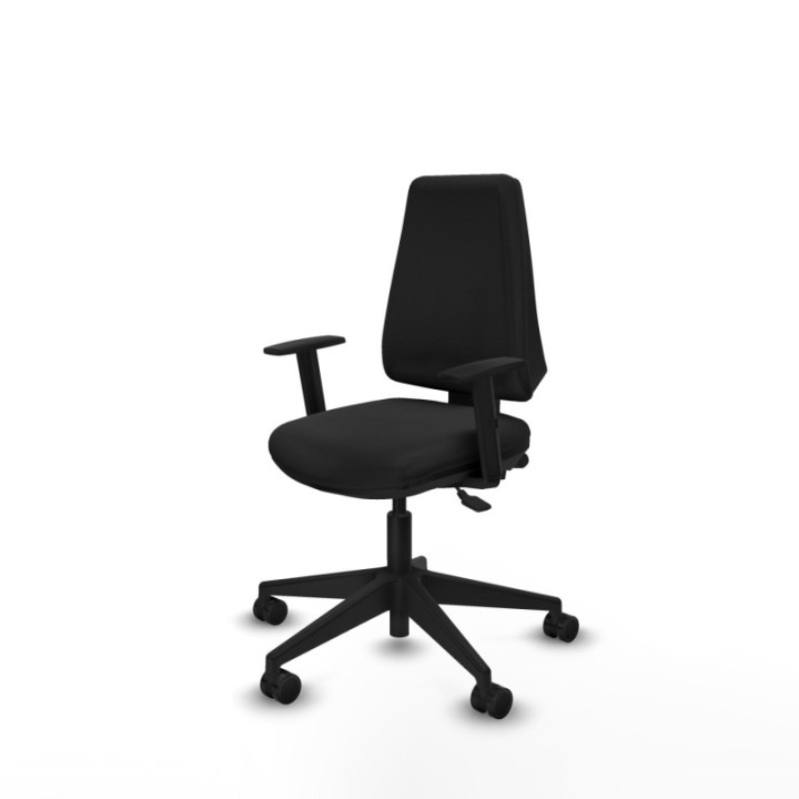 Elche AS similpiel negro brazos 1D base piramidal ruedas nailon 65mm