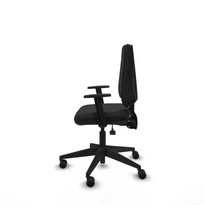 Elche AS similpiel negro brazos 1D base piramidal ruedas nailon 65mm