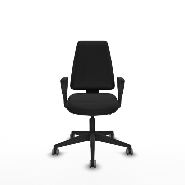 Elche AS similpiel negro brazos fijos base piramidal ruedas engomadas 65mm