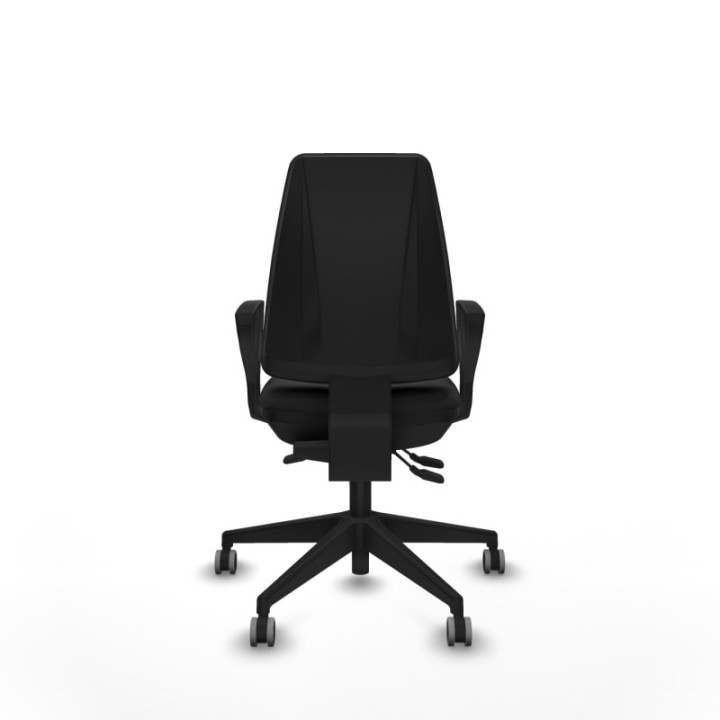 Elche AS similpiel negro brazos fijos base piramidal ruedas engomadas 65mm