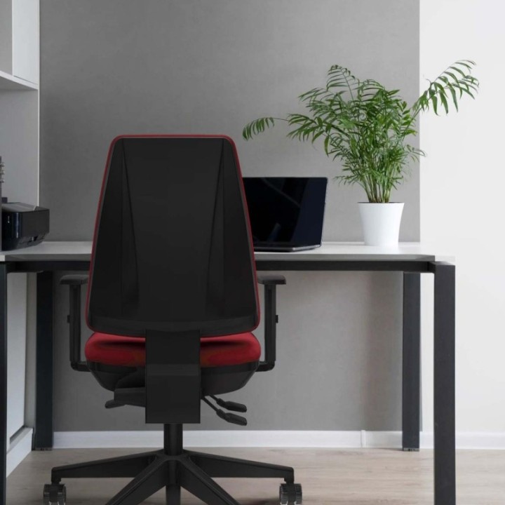 Elche AS similpiel granate brazos 1D base piramidal ruedas nailon 65mm