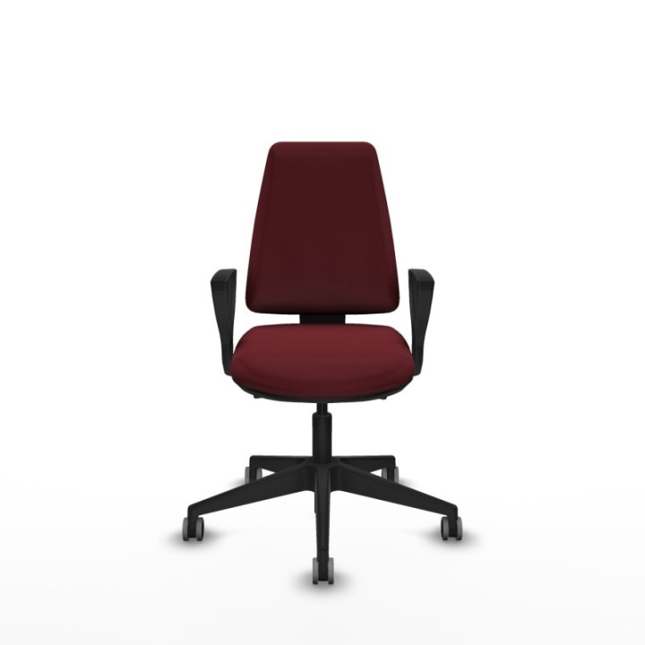 Elche AS similpiel granate brazos fijos base piramidal ruedas engomadas 65mm