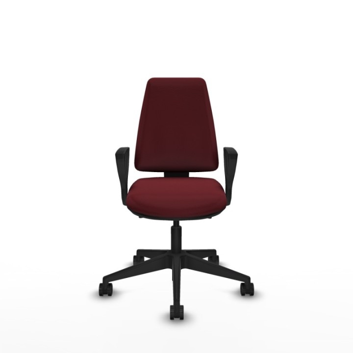 Elche AS similpiel granate brazos fijos base piramidal ruedas nailon 65mm