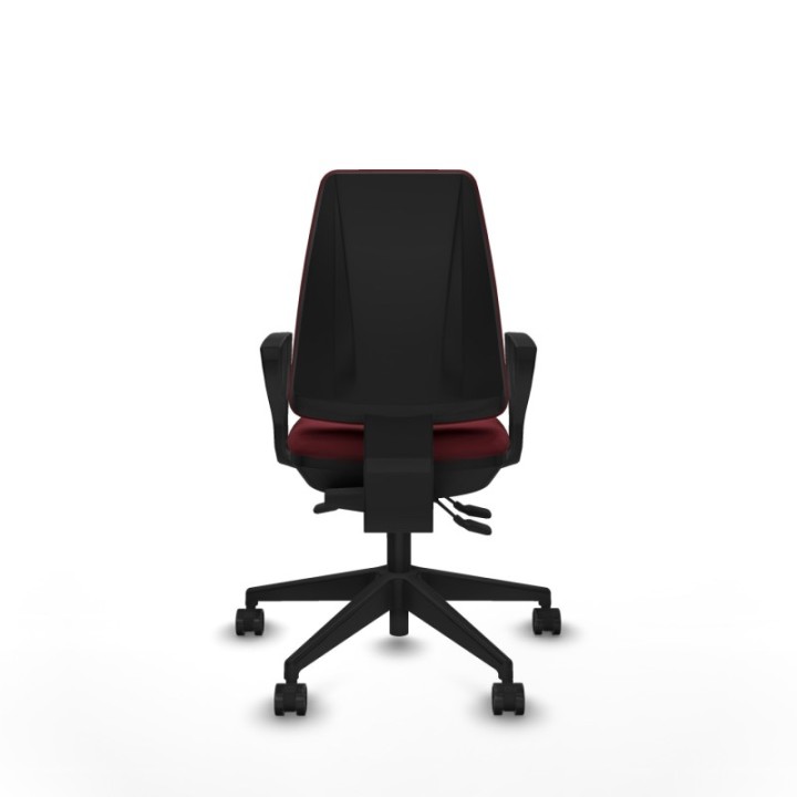 Elche AS similpiel granate brazos fijos base piramidal ruedas nailon 65mm