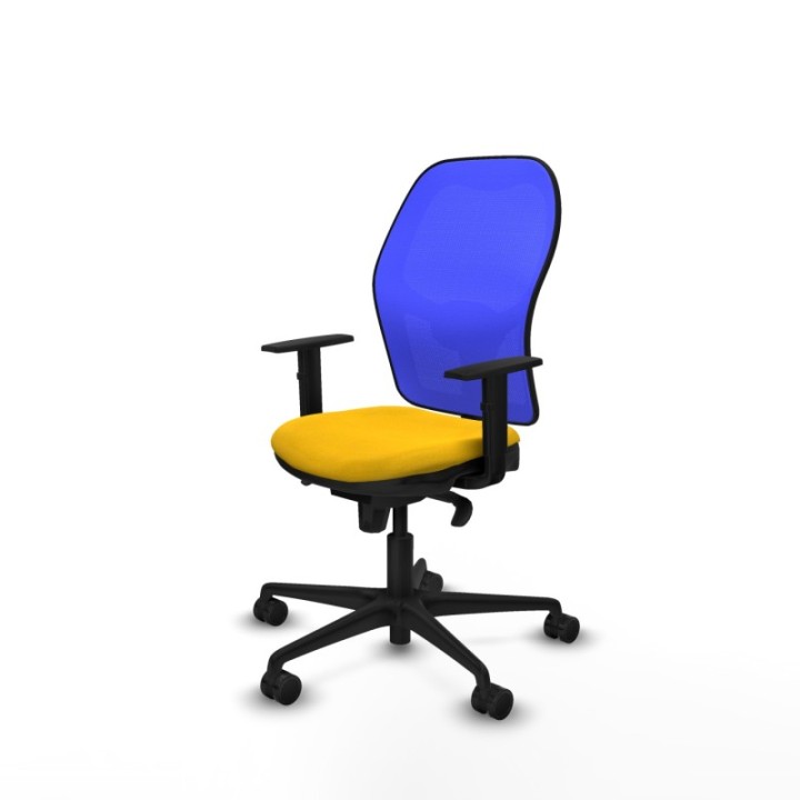 Jorquera sincro malla azul bali amarillo brazos 1D base nailon  ruedas 65mm nailon