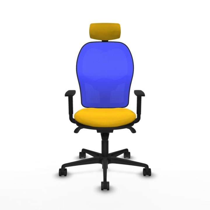 Jorquera sincro malla azul bali amarillo brazos 1D base nailon cabecero 2D ruedas 65mm nailon