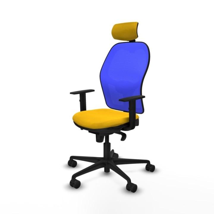 Jorquera sincro malla azul bali amarillo brazos 1D base nailon cabecero 2D ruedas 65mm nailon