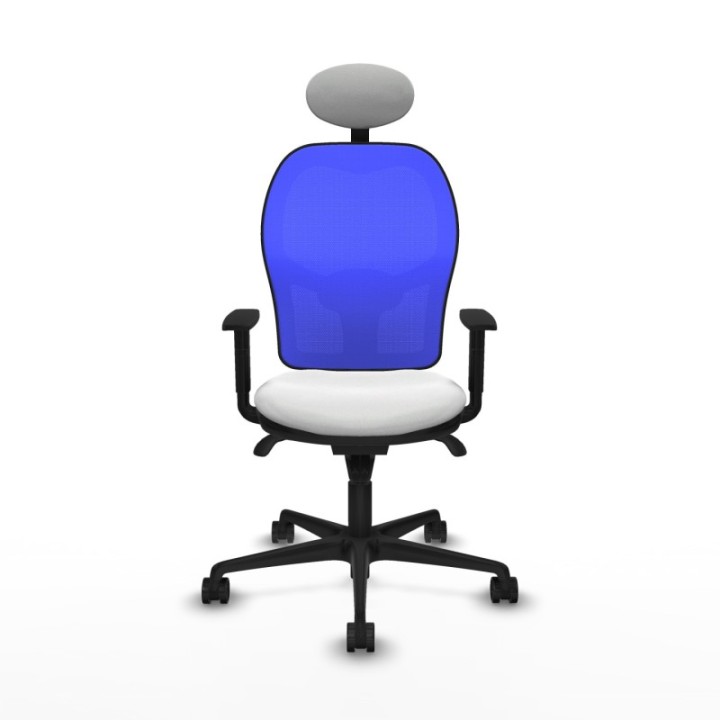 Jorquera sincro malla azul bali blanco brazos 1D base nailon cabecero fijo ruedas 65mm nailon